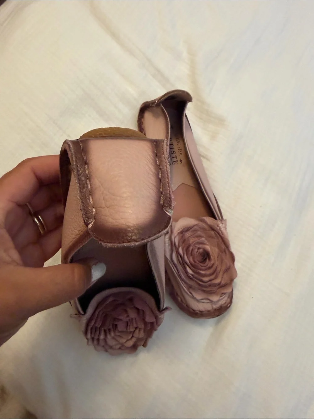 artis Pink Leather Floral Ballet Flats size 40